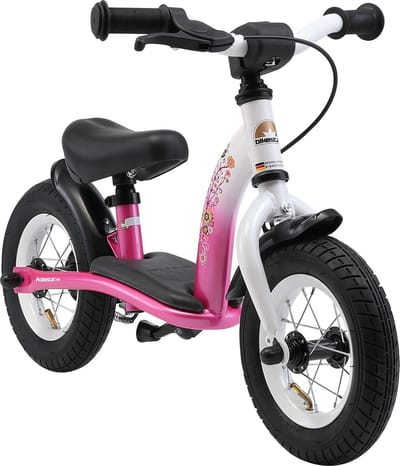 Bikestar, Classic, 10 inch loopfiets, roze / wit