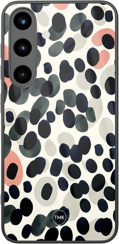 Hoesje geschikt voor Samsung Galaxy S25 - Modern dots - Multi - TPU luxe case (glossy toplaag) - Gestipt - Hardcase backcover zwart