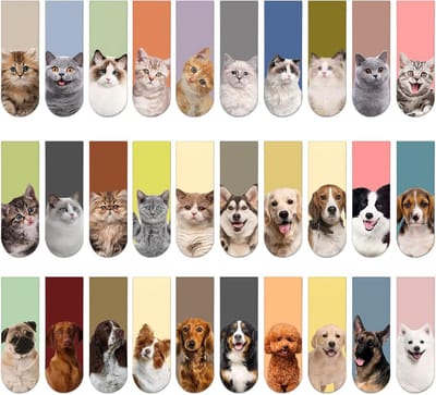30 Stuks Magnetische Bladwijzers met Katten en Honden Thema - Paginamarkers voor Boeken