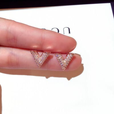 925 Zilver Dames Nieuwe V-vorm Zirconia Oorbellen Eenvoudige Mode Vrouwen Sieraden Koreaanse Oorbellen Goud Zilver Oorbellen