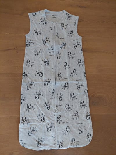 Baby slaapzak - mouwloos - biologisch katoen - 70cm - grijs melange met alloverprint