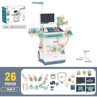Dokter Medische Speelset Dokter Gereedschap Stethoscoop Speelgoed Doe-alsof Spel Kinderen Echografie Machine Speelgoed Voor Meisjes Kinderen Verjaardagscadeaus white