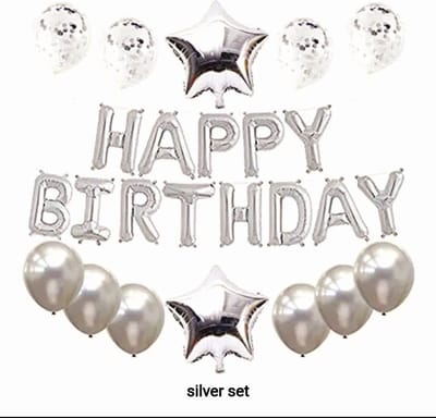 Happy Birthday Ballonnen Set/ Zilver/ 14 Delig/ Gelukkige Verjaardag/ Party Decoratie Set/ Verjaardag Versiering Pakket/ Folieballon/ Verjaardagsfeestje Decoratie Set/ Luxe Complete Set/ Verjaardag/ Kinderen en Volwassenen Feestje Set…1 Pakket