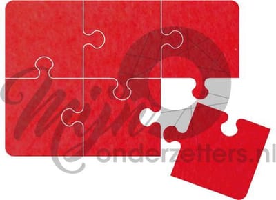 Puzzel vilt onderzetter - Rood - 6 stuks - ø 9,8 cm - Tafeldecoratie - Glas onderzetter - Cadeau - Woondecoratie - Woonkamer – Tafelbescherming - Onderzetters voor glazen - Keukenbenodigdheden – Woonaccessoires - Tafelaccessoires