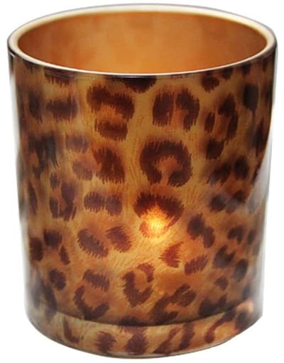 Dailygoods - Glazen Kaars Houder Theelicht Stand Cup Geur Warmer Luipaard Print Votive Kandelaar Houder Desktop Middenstuk voor Thuis Bruiloft Verjaardag Tafel Decor