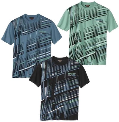 ATLAS FOR MEN - Set van 3 T-shirts Graphic Sport - Heren - Verkrijgbaar in grote maten - XL