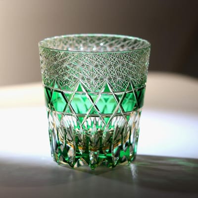 Verre à Whisky en Cristal Haut Plomb 24% Pbo 320ml Japonais Edo Kiriko Motif Sculpté à la Main Œuvre d'Art de Luxe Old Fashioned Cocktail Bran 301-400ml gray