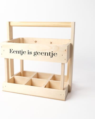 Bierkrat - Houten krat - Bierkrat hout - Bier cadeau - Houten bierkrat - cadeau - Eentje is geentje - bierkrat met leuke tekst