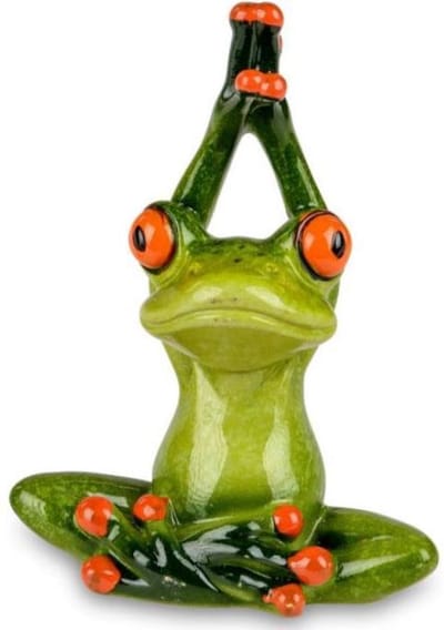 Sculptuur kikker happy meditatie