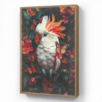 Wandlamp 70x100 cm - Oplaadbaar - Kaketoe - Vlinders - Bloemen - Veren - Dieren - Wandlampen binnen woonkamer - Slaapkamer lamp - Decoratieve nachtlamp - Vloerlamp draadloos