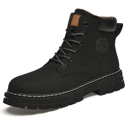 Winter Britse Hoge Schoenen Werkkleding High Street Mode Heren Katoenen Schoenen Werklaarzen Amerikaanse Sneeuw Enkellaarzen 45 black