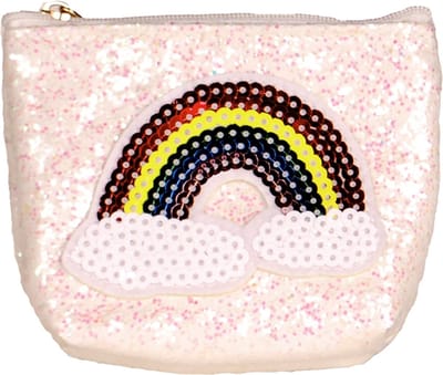 Kleine portemonnee glitters ivoor regenboog