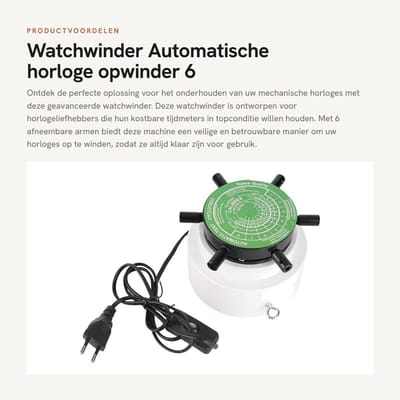 Dailygoods - Watchwinder - Automatische horloge opwinder - 6 armen - Horloge reparatie tool - EU plug - Mechanisch horloge - Voor elk type mechanisch...