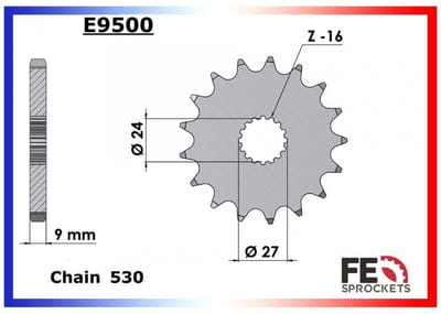 Pignon sortie boite FE pour moto Suzuki 1300 Hayabusa 2008 à 2009 16 dents P530