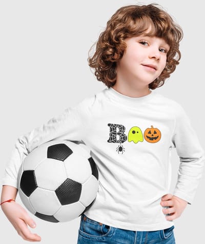 Starry Indigo - Halloween Kostuum T-shirt - "Boo" opdruk