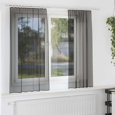 vidaXL Gordijnen voile met roedezakken 2 st zwart
