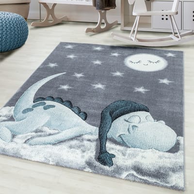Muratap Bambi dino kinderkamer vloerkleed laagpolig grijs- 80x150 cm