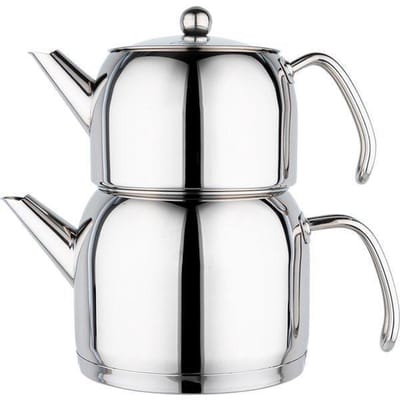 Almina Demora - Theepot Set - 1L + 2L - Edelstaal 18/10 - Inductie - Turkse Theepot
