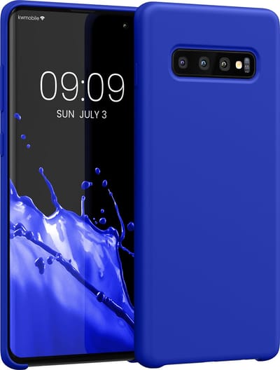 kwmobile telefoonhoesje geschikt voor Samsung Galaxy S10 Plus / S10+ - Hoesje met siliconen coating - Smartphone case in Baltisch blauw