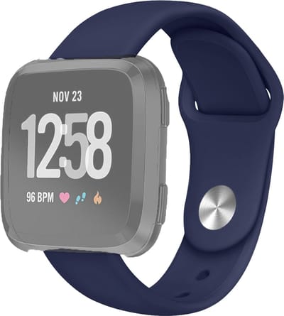 By Qubix - Compatible Fitbit bandje - geschikt voor Fitbit Versa 1 / 2 & Lite siliconen bandje - Maat: Large - Donkerblauw Smartwatchbandje bandje Armband Polsband Strap Band Watchband