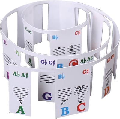Piano Keyboard Stickers - Notenstrip Piano - Muziek Leren - Verwijderbaar Zonder Lijm - 61 Toetsen - Multicolor