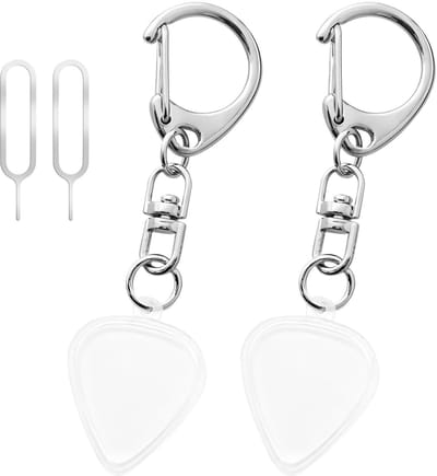 Dailygoods- Gitaarplectrumhouder 2 Stuks - Transparante Acryl - Sleutelhanger - Plectrumdisplay - Draagbaar - Veilig Opbergvak - Gitaarsleutelhanger