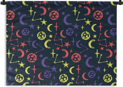 Wandkleed - Wanddoek - Sterren - Planeten - Design - 60x45 cm - Wandtapijt