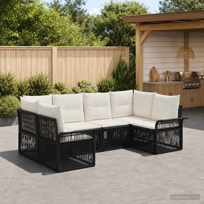 vidaXL - Tuinbank - Set - 6 - st - 6-Aantal - zitplaatsen - Zwart - poly - rattan