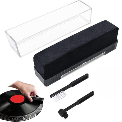 Platenreiniger - 3-delige set - Platenborstel Premium 2 in 1 - Hoogwaardige platenborstel - Inclusief naald en schoonmaakborstel - Soft Brush Record - Antistatische platenborstel - Platenreiniger - Antistatisch