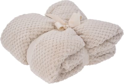 H&S Collection Polyester fleece deken - dekentje - plaid - 130 x 170 cm - creme wit