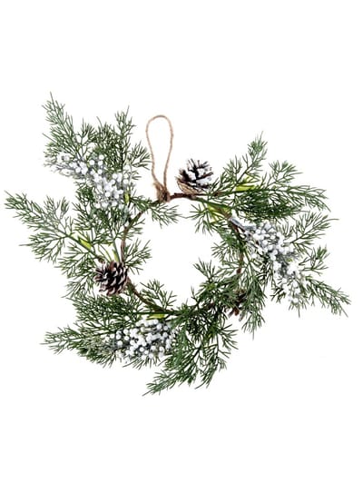 SANTEX - Krans van dennenappels en spar 30 x 14 cm, hangdecoratie