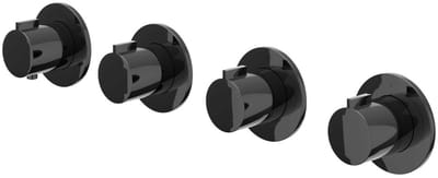 IVY Pact Afbouwdeel Inbouwthermostaat met 3 Stopkranen Symmetry met Ronde Rozetten - Zwart Chroom PVD