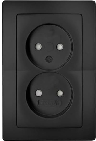 Stopcontact zonder aard, 2-voudig met aanraakbeveiliging voor inbouw, Ø 60 mm, 16 A, 250 V~