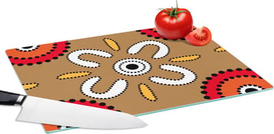 Glazen Snijplank - 39x28 - Design - Bloemen - Stippen - Snijplanken Glas