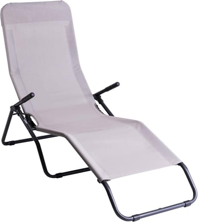Luxe Ligbed 6800 Taupe - Verstelbaar Tuinbed met Ø25mm Frame