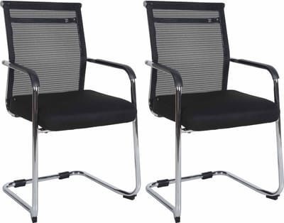 CLP Denny Set van 2 eetkamerstoelen - Bezoekerstoel - Met metalen frame - Met Armleuning - Stof - chroom