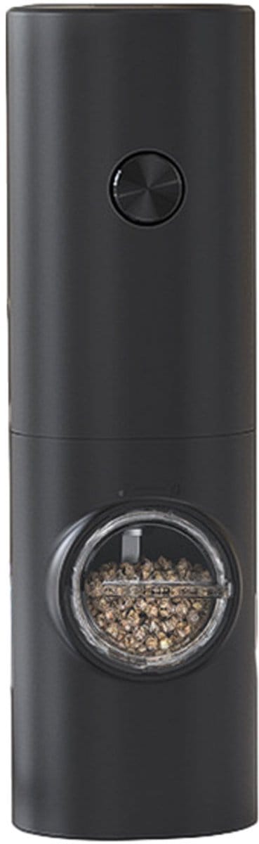 QTTVBTNA -Elektrische Pepermolen met LED-verlichting – Instelbare Maalgraad – Batterij-aangedreven Zout- en Peper Grinder – 70ml Inhoud – Eenvoudig met Eén Hand te Bedienen – Zwart