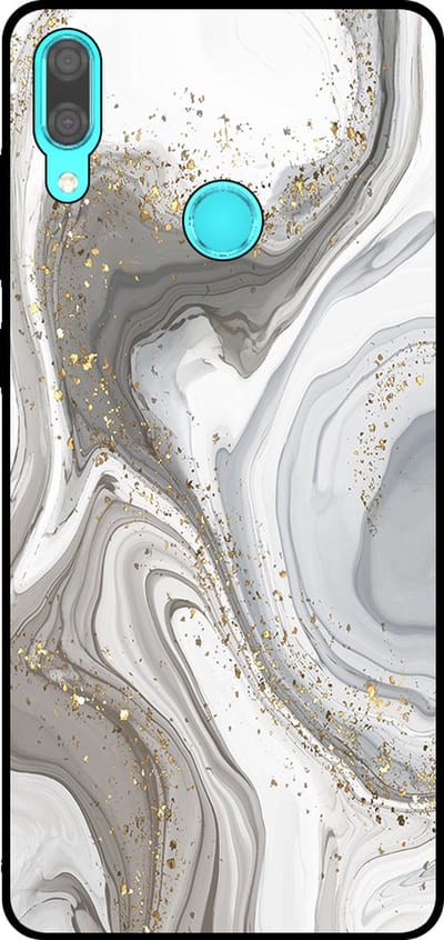 Smartphonica Telefoonhoesje Geschikt voor Huawei Y7 (2019) met marmer opdruk - TPU backcover case marble design - Zilver geschikt voor Huawei Y7 (2019)