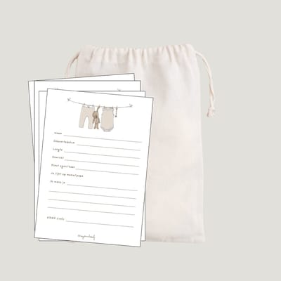 Babyshower Invulkaarten 15 stuks A6 | Baby Shower Voorspellingskaart Set | Ivy and Soof