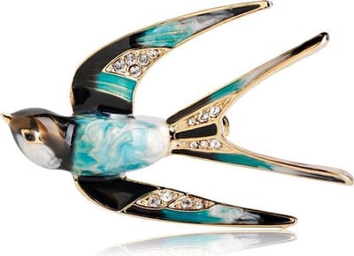 Luxe Broche Zwaluw Blauw – Stijlvol – Accessoire – Sieraad – Elegant – Speld – Decoratie – Mode – Cadeau – Dames – Bling – Outfit – Klassiek – Design