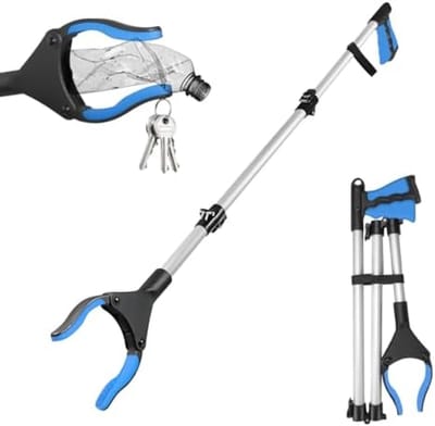 110 cm grijptang voor senioren, opvouwbare afvaltang van aluminium, 360° draaibare kop, vuilnisgrijper met magneetpunten, anti-slip greep, comfortabele rubberen grip, grijparm