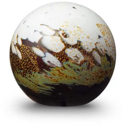 Urn-Glas-Eturnal Elegance-line-Glasobject-deelbewaring-Bol–Glazen-Mini-urn-voor as-Kunst-Gedenkstuk Gold door u zelf te vullen urn voor crematie-as - Inhoud: 0,5 Liter - bolurn deelbestemming as in glas 14 CM hoog inhoud 0,5L