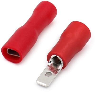 Dailygoods - Cable Connector - Plug/Socket - Vinyl - Rood - 2.8 x 0.5 mm - Kabelterminals - Geschikt voor 0.5-1.5 mm² - Pack of 100