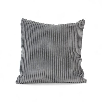 Dog's Companion - Grijs sierkussen 45x45cm brede ribcord | luxe velours corduroy kussen voor de bank in muisgrijs en zachtgrijs - Muisgrijs giant ribcord sierkussen