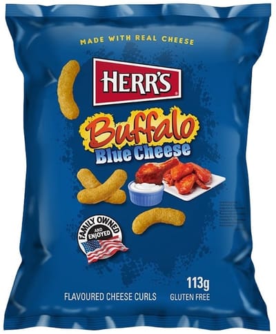 Herr's Buffalo Blue Cheese Curls - 12 x 113g- Voordeelverpakking