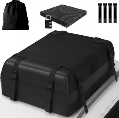 Famanu - Autodaktas 425 liter / 15 kubieke voet, waterdicht, met antislipmat, combinatieslot en opbergtas – Zwart