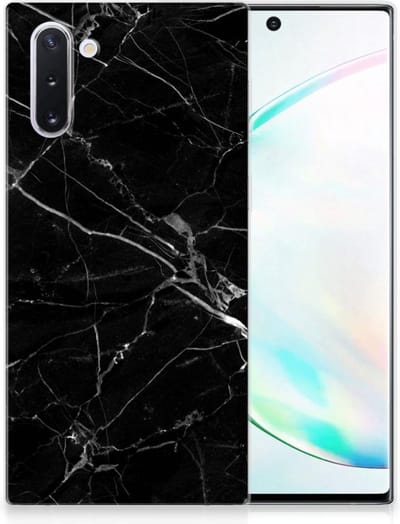 Samsung Galaxy Note 10 TPU Siliconen Hoesje Marmer Zwart - Origineel Cadeau Vader