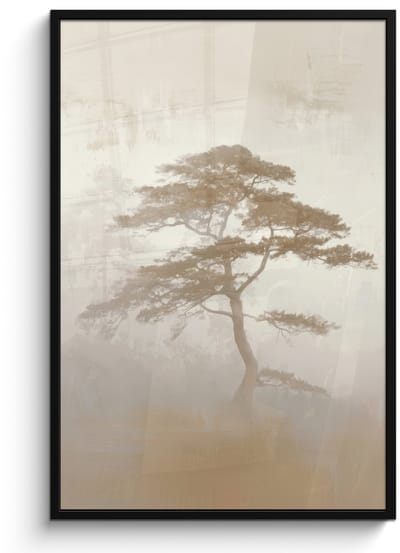 Poster in lijst - Fotolijst 80x120 cm - Posters - Boom - Oosterse stijl - Landschap - Posterlijst zwart - Decoratie - Wanddecoratie woonkamer - Muurdecoratie slaapkamer
