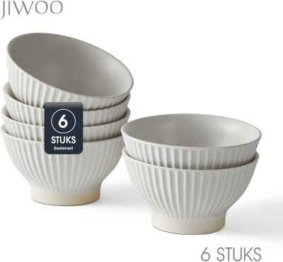 Set van 6 Kommen (Ø 12cm / 310ml) Ontbijtkommen, Mueslikom, Soepkom, serviesset 6 persoons, Geschikt voor restaurants, familiefeesten, banketten en picknicks, Magnetron-vaatwasserbestendig, Keramiek