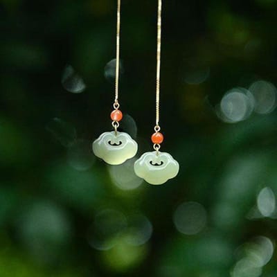 Nieuw Ontwerp Inleg Natuurlijke Hetian Jaspis Lange Oorbellen Klassieke Charme Paleisstijl Dames Sieraden Bruiloft Accessoires black